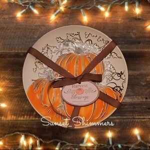 4pc Set Thanksgiving Pumpkin Patch 6" Appetizer / Dessert Plates Halloween New